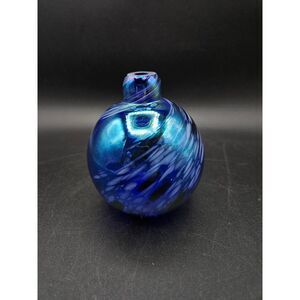 Blue Iridescent Blown Glass Oil Lamp The Glass Eye Studio Orb